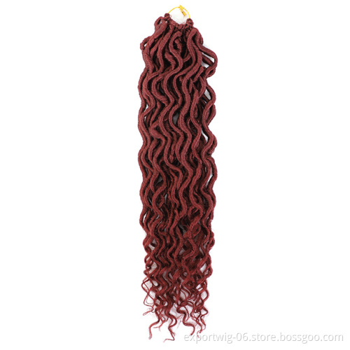 Bohemian 18 inch Goddess Faux locs Curly Crochet Braids Synthetic Braiding Hair Extensions Ombre Crochet Hair